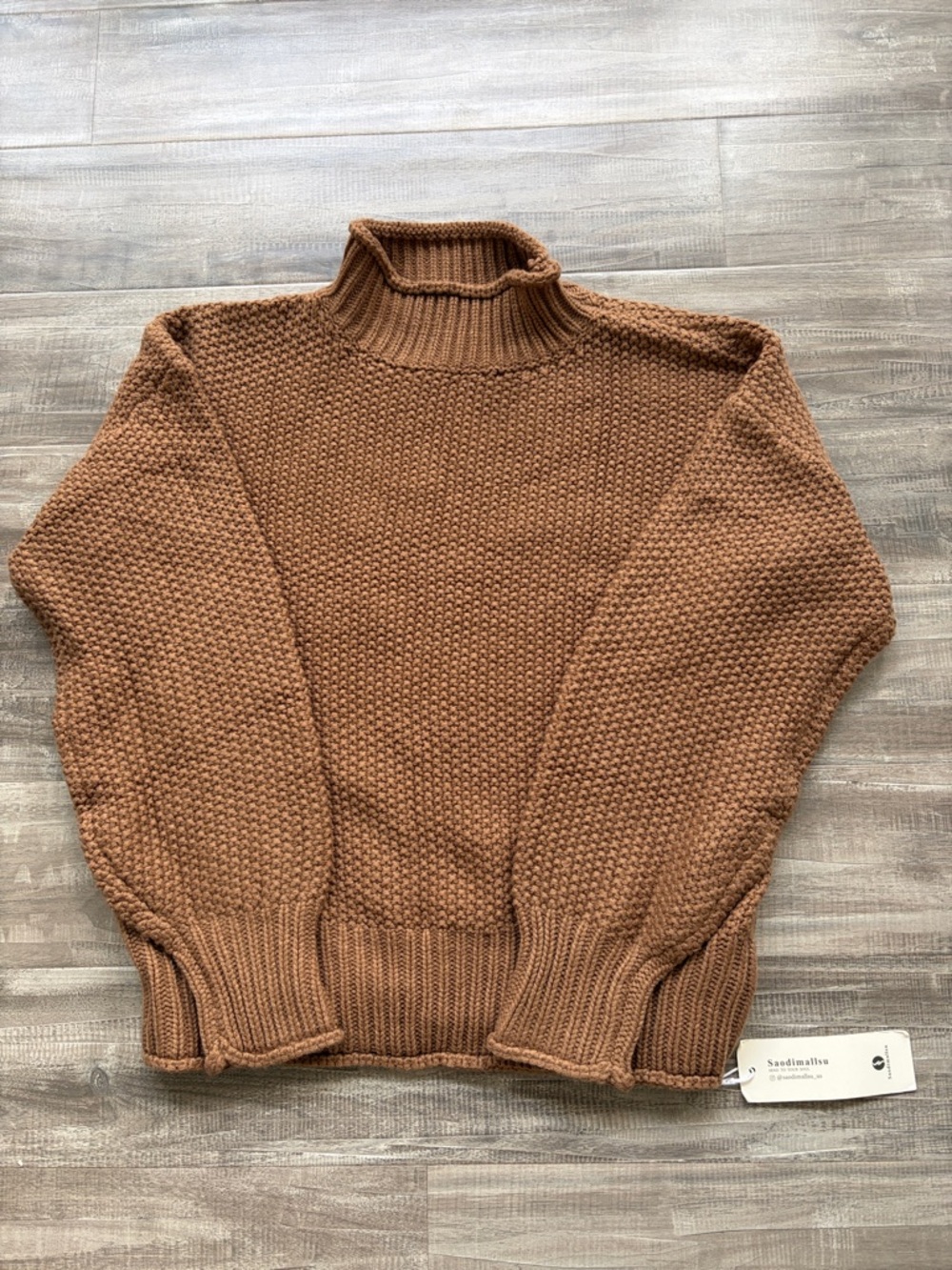 Cozy Camel Brown Women's Chunky Turtleneck Sweater